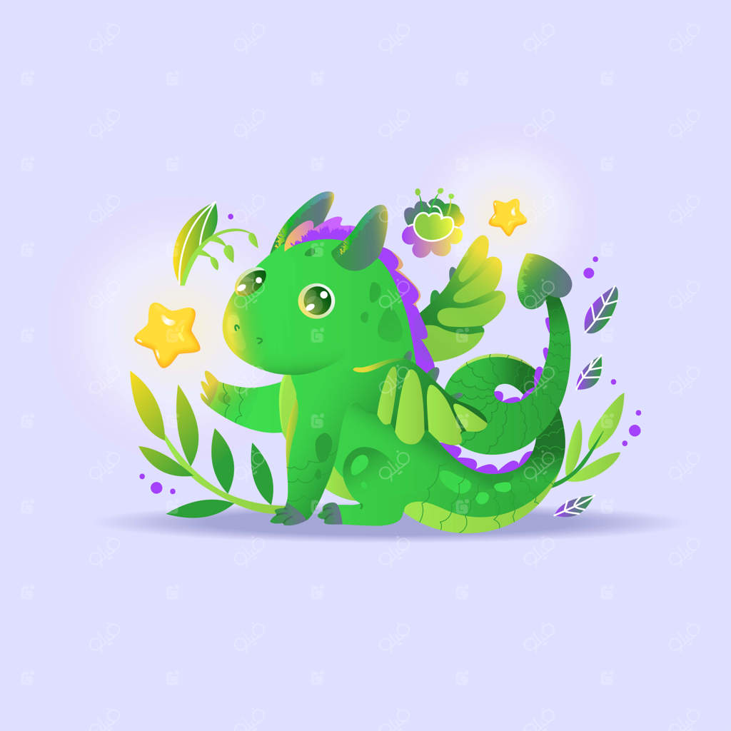 اژدها نماد سال نو چینی ۲۰۲۴: تصویری بامزه برای تزئین لباس کودکان و ایجاد استیکرها و چاپ‌های داخلی به سبک کارتونی وکتور иллюстрация