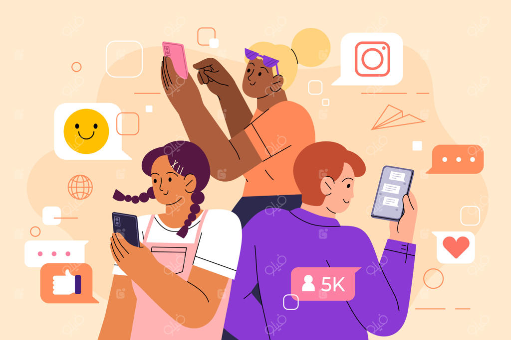 تصویرسازی تخت برای جشن روز رسانه‌های اجتماعی