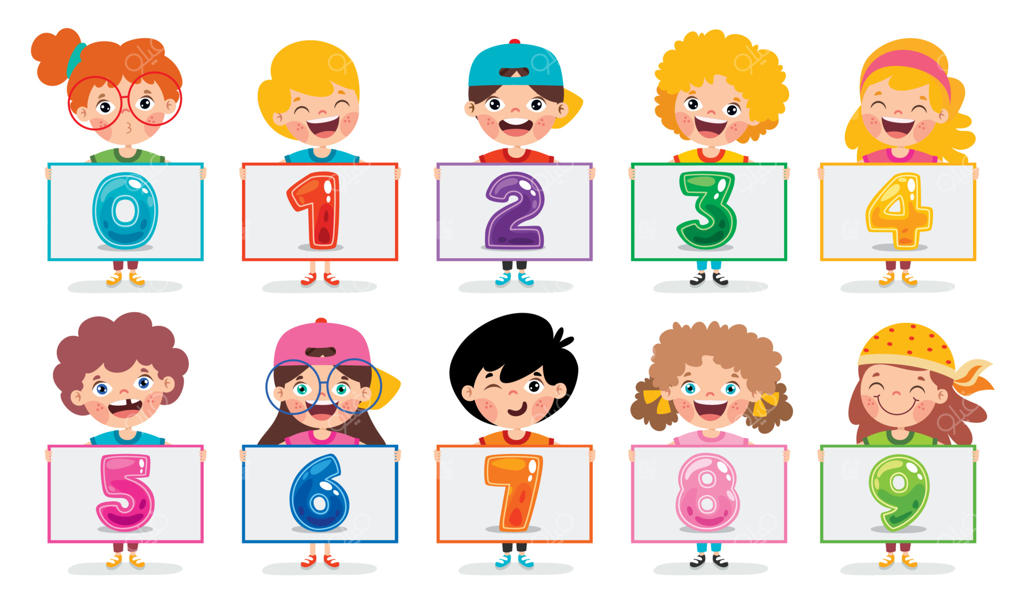 مجموعه اعداد رنگارنگ با طراحی تخت