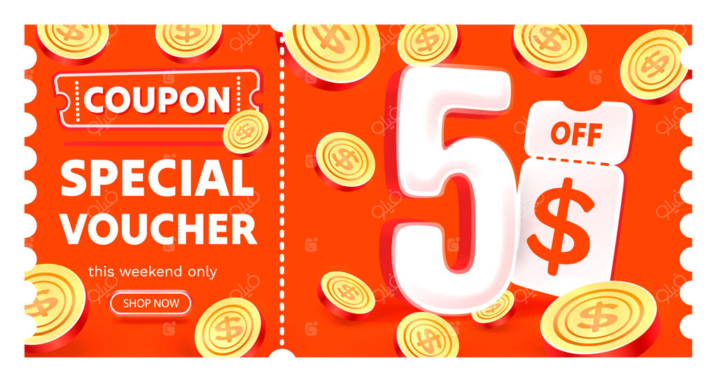 بنر ویژه: کوپن و چک تخفیف ۵ دلاری، پیشنهاد ویژه!