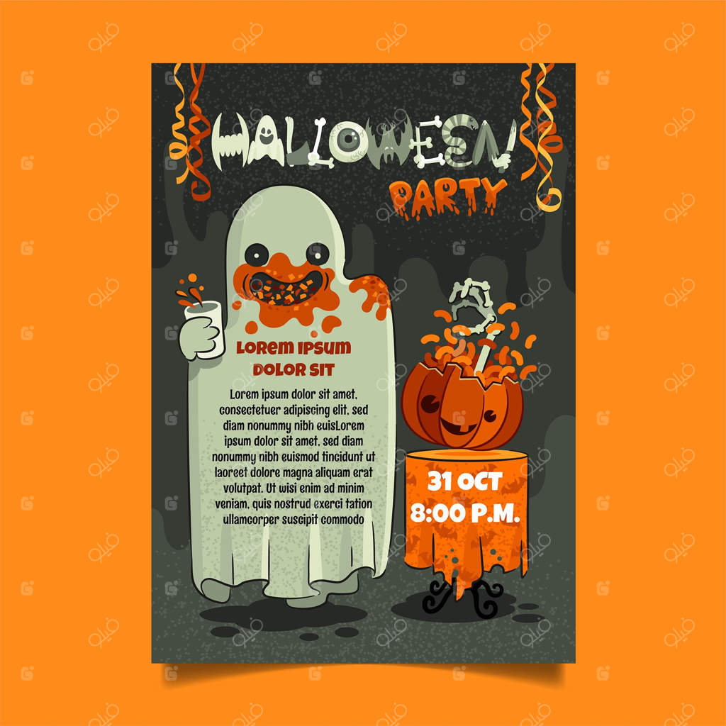 پترن عمودی پوستر مهمانی هالووین دست‌کشیده