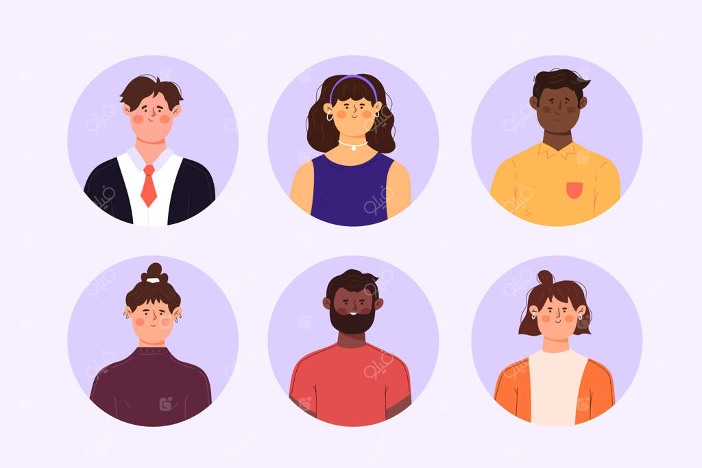 مجموعه آیکون‌های پروفایل طراحی شده با دست