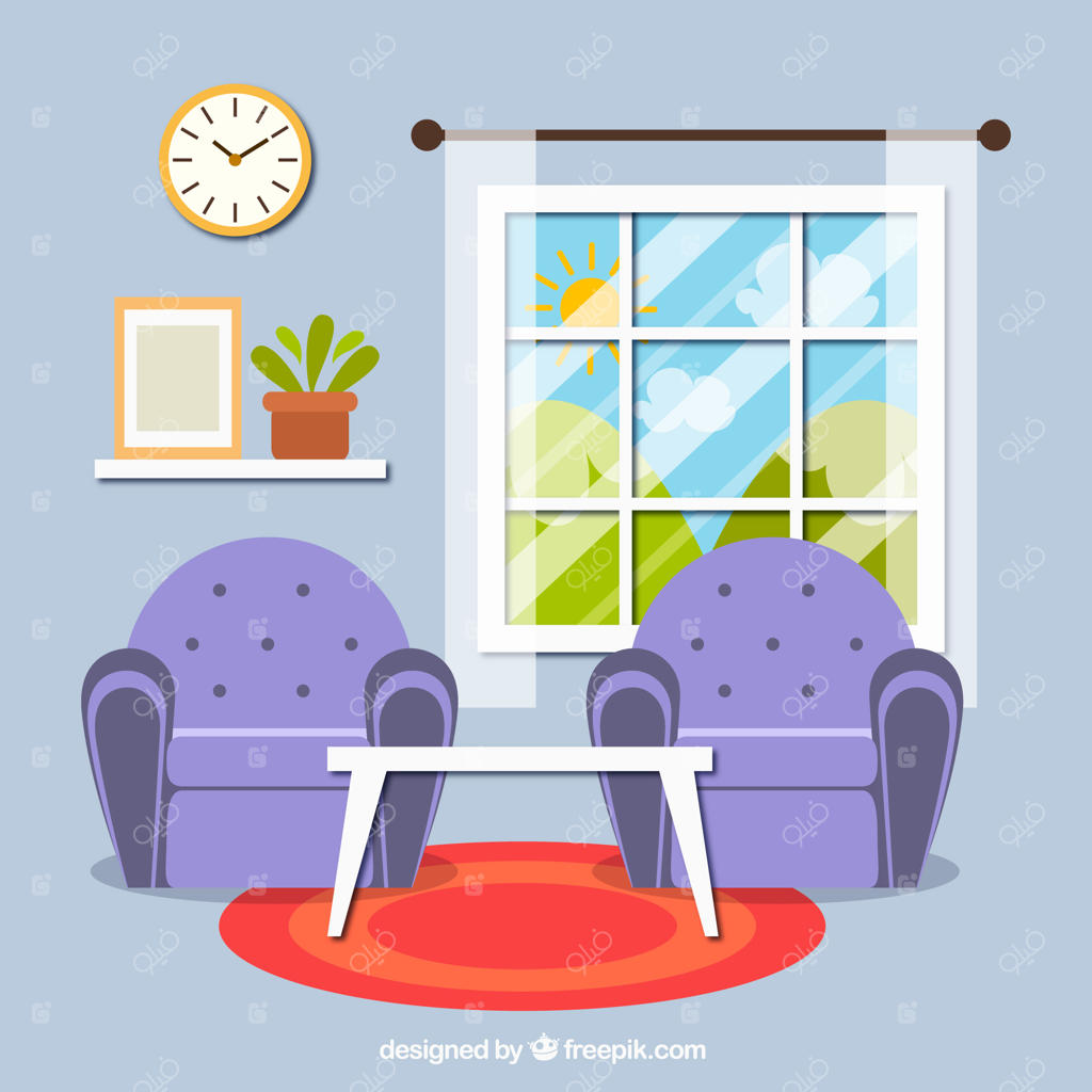 دکوراسیون داخلی نشیمن با دو مبل راحتی