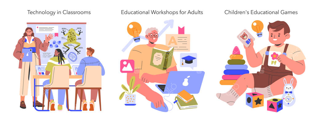 دانش برای همه - تصویرسازی وکتور تخت