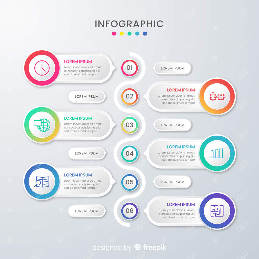 قالب اینفوگرافی تجاری و جعبه‌های متنی برای ارائه