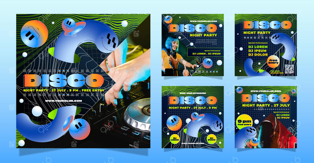 مجموعه پست‌های اینستاگرامی با سبک اسید گرادینت