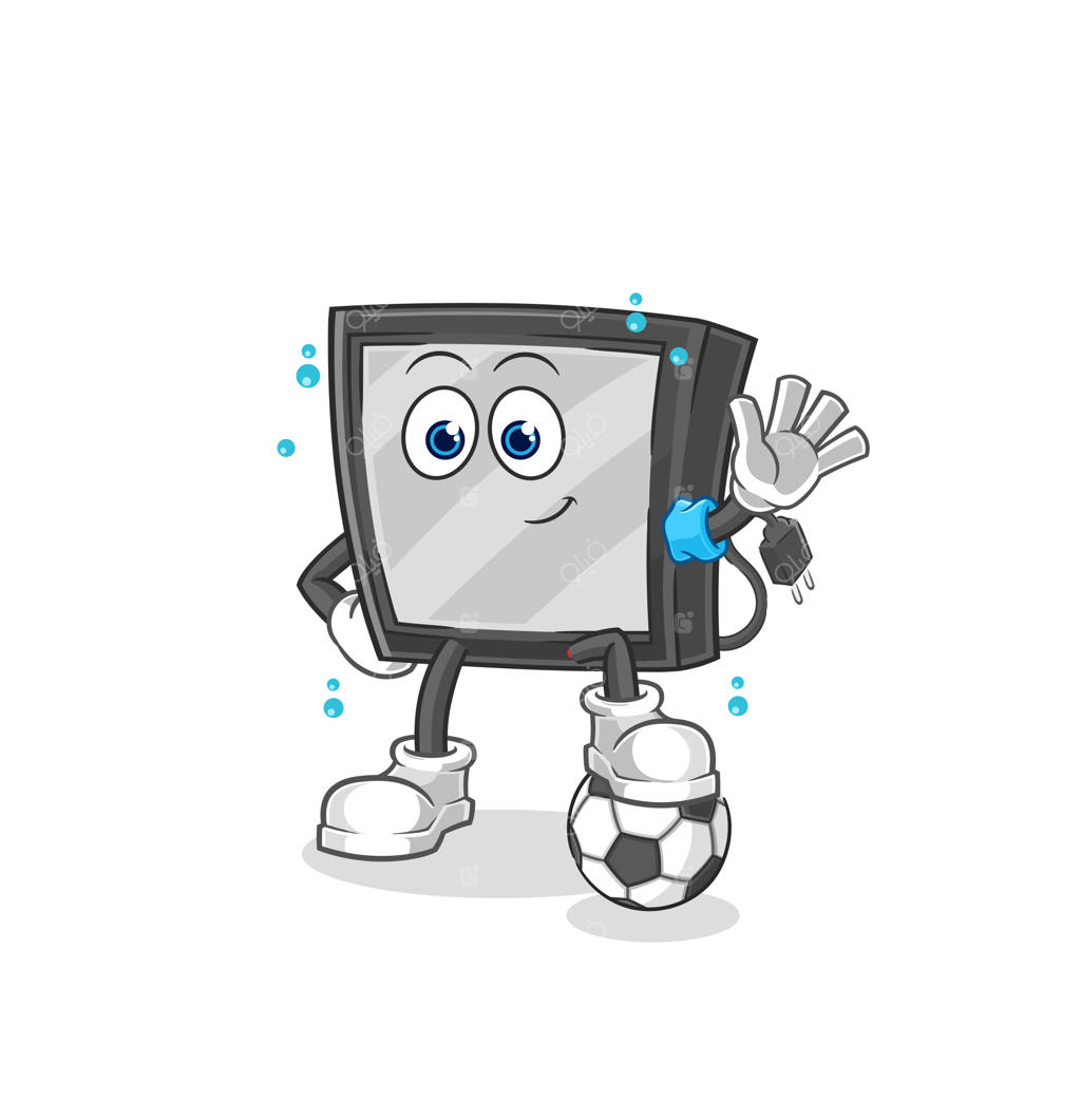 طرح تصویر شخصیت بازی فوتبال در تلویزیون به صورت وکتور