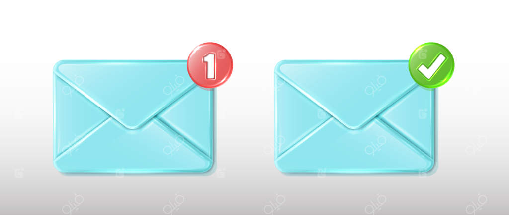 پاکت نامه برداری با علامت پیام باز و بدون پیام بسته آبی