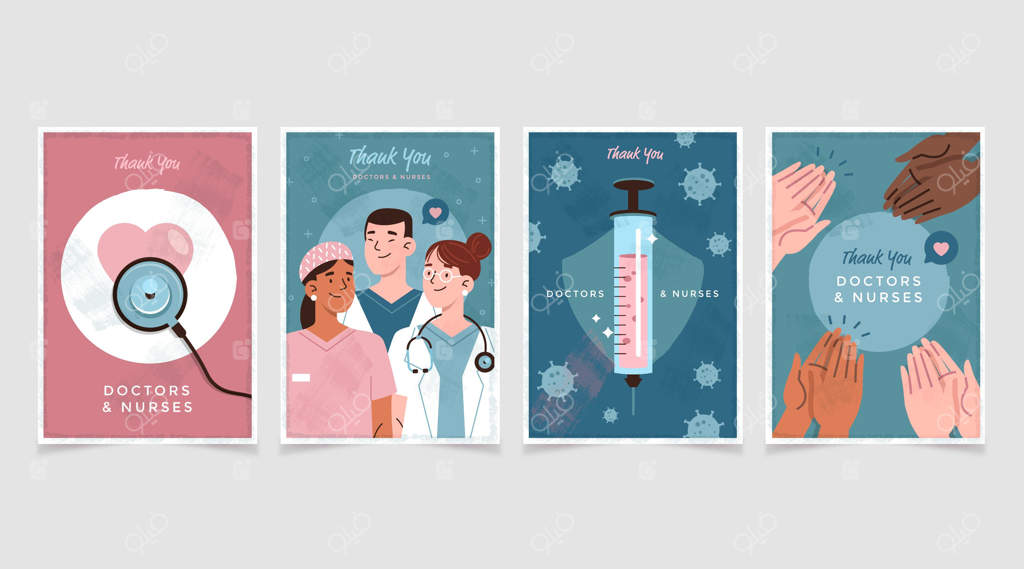 کارت پستال‌های ساده قدردانی از پزشکان و پرستاران