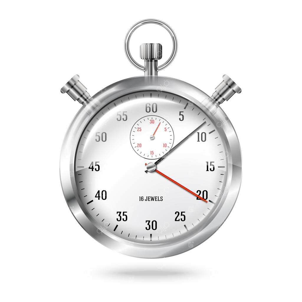 ساعت کورنومتر نقره‌ای در پس‌زمینه سفید