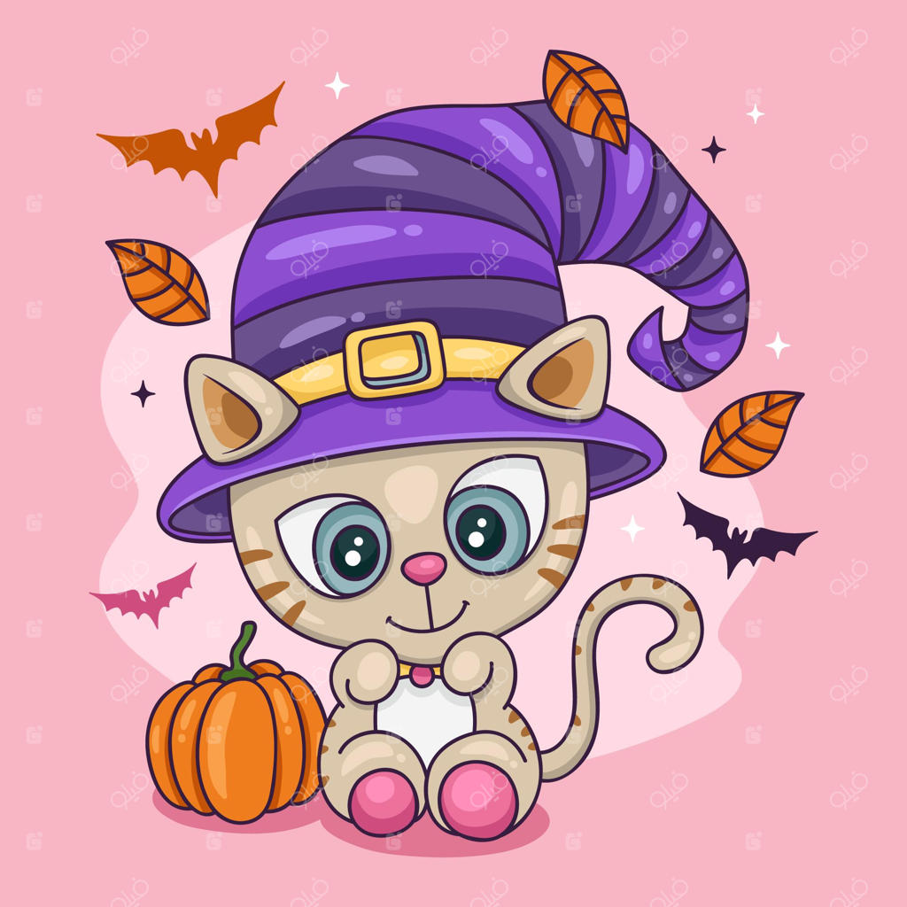 طرح مفهومی گربه هالووین دستی رسم شده
