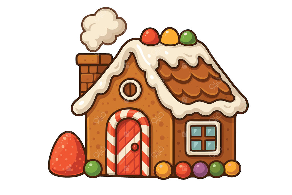 خانه زنجبیلی تزئین‌شده برای جشن‌های زمستانی