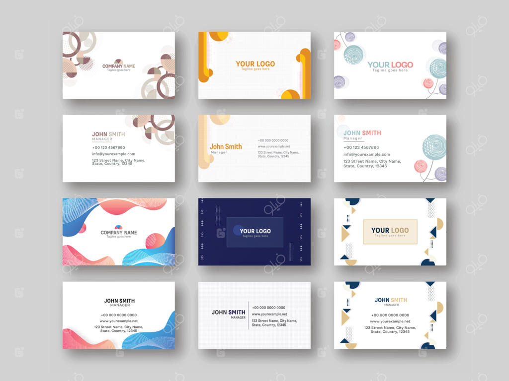 طراحی کارت ویزیت افقی دو رو برای تبلیغات.