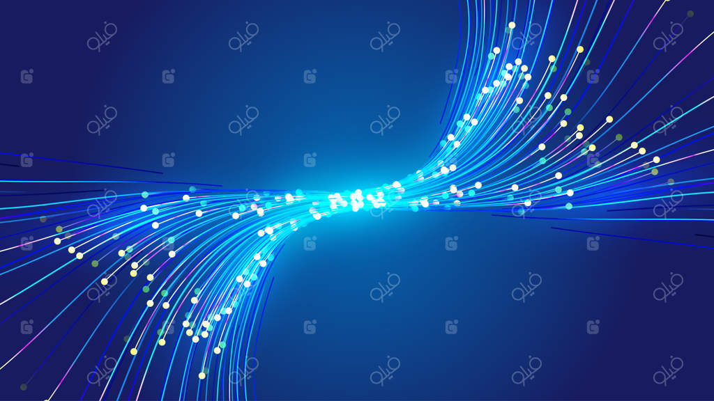 پس‌زمینه‌ ترسیمی تکنولوژی اینترنت با خطوط نقطه‌ای و نور نئونی پویا