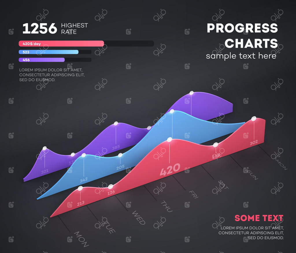 عناصر اینفوگرافیک مدرن روی پس‌زمینه روشن. نمودار کسب‌وکار.