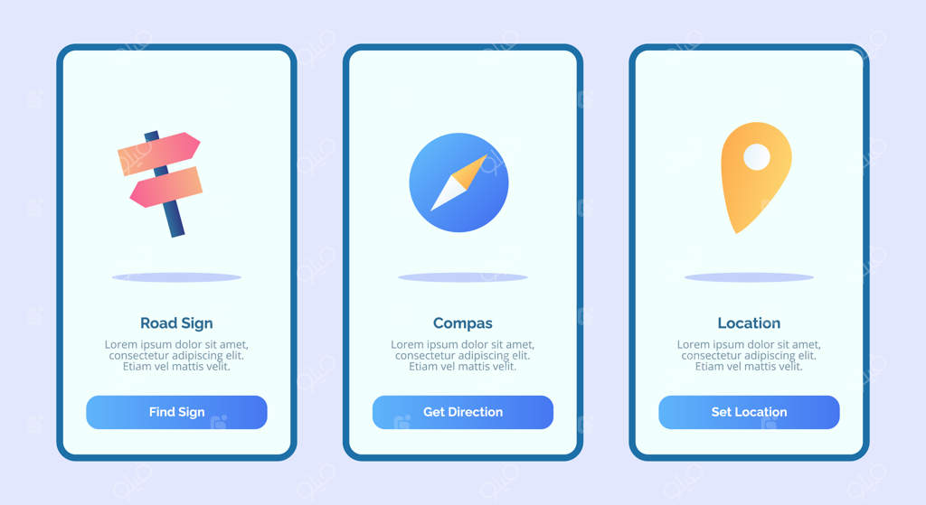 صفحه قالب اپلیکیشن موبایل برای طراحی تابلوهای نشانگر مسیر