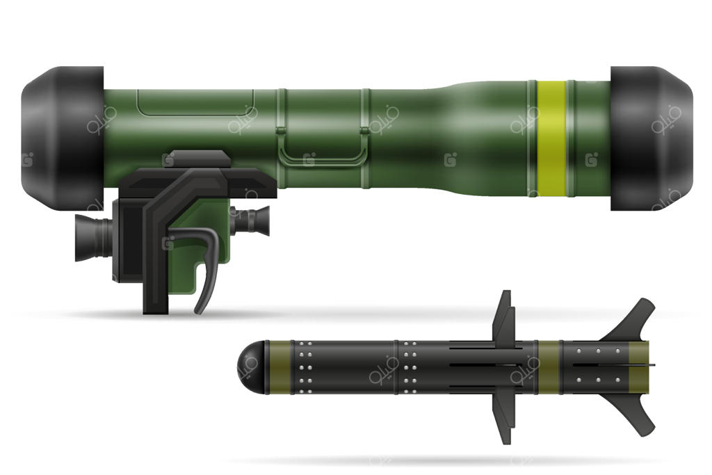تصویر برداری سیستم موشکی قابل حمل دستی بر روی پس‌زمینه سفید