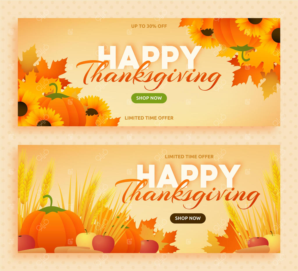 بنرهای جشن شکرگزاری با طراحی ساده و شیک