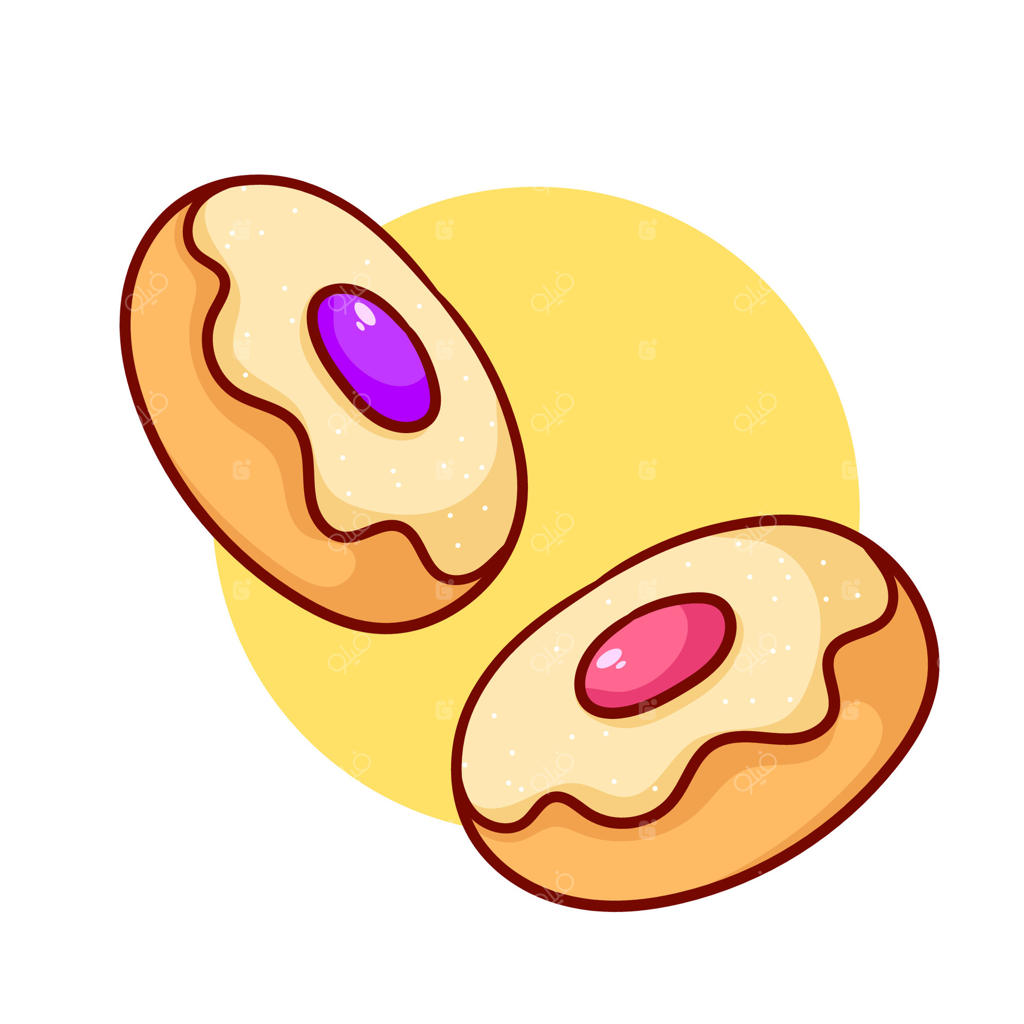 تصویرسازی کارتونی و تخت دونات، طرح مفهومی فست‌فود، جدا شده در پس‌زمینه سفید، وکتور
