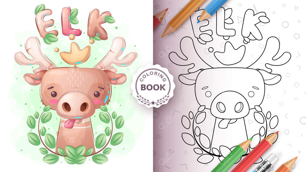 صفحه رنگ‌آمیزی گوزن در جنگل