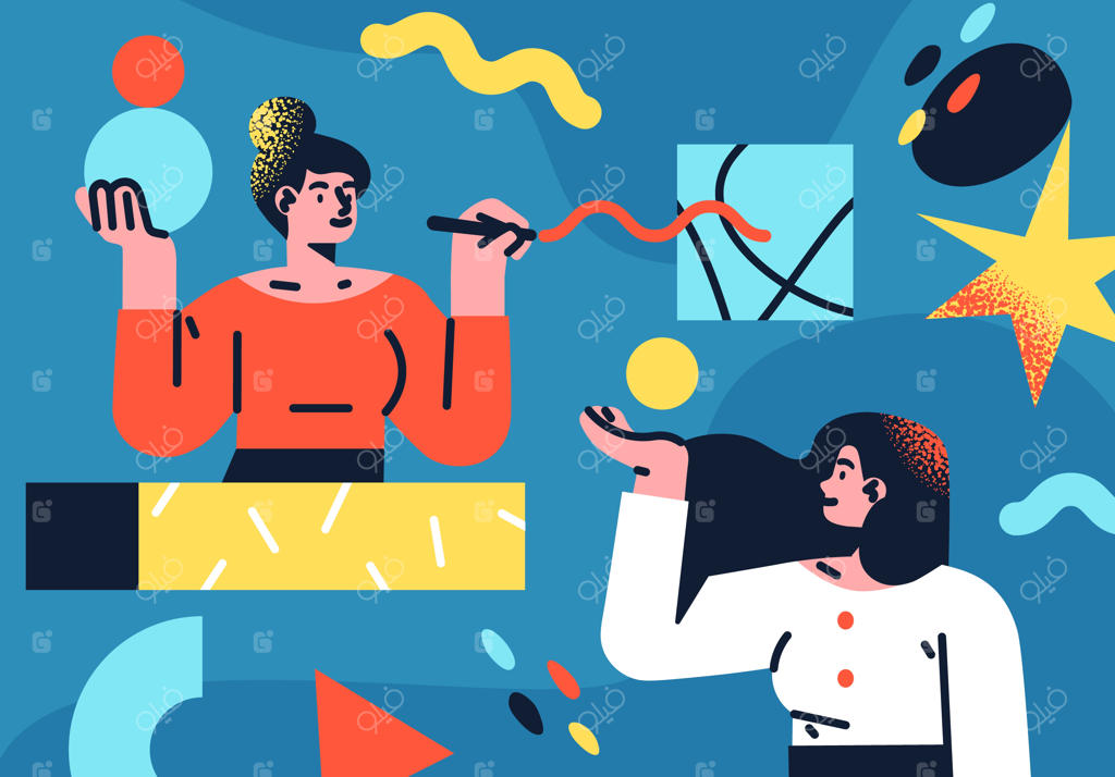 تصویرسازی از افراد تجاری به سبک تخت - شخصیت‌ها، ارتباطات و مفهوم کسب‌وکار غیررسمی