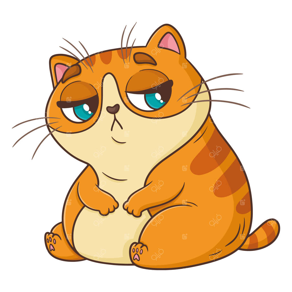 تصویر کارتونی گربه چاق دستی کشیده شده