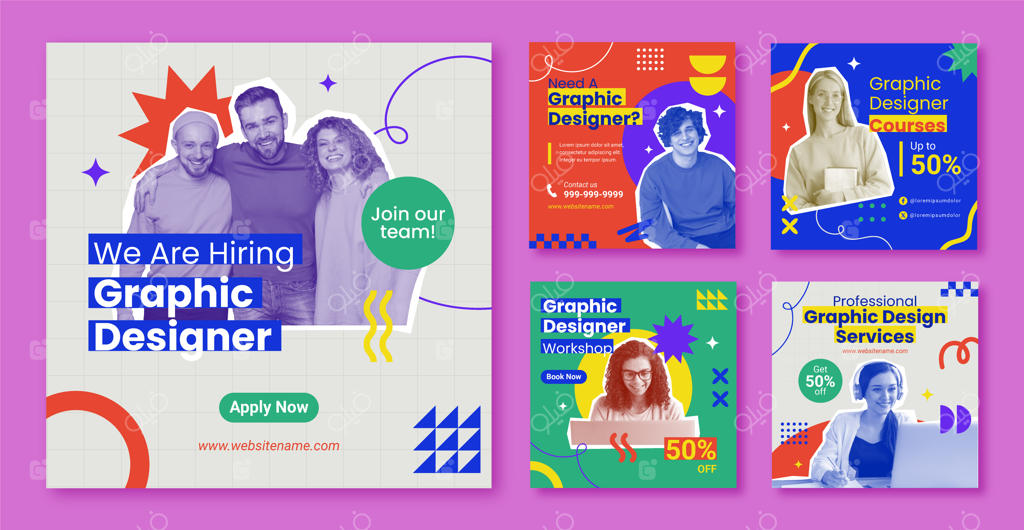 مجموعه پست‌های تخت اینستاگرام برای طراح گرافیک