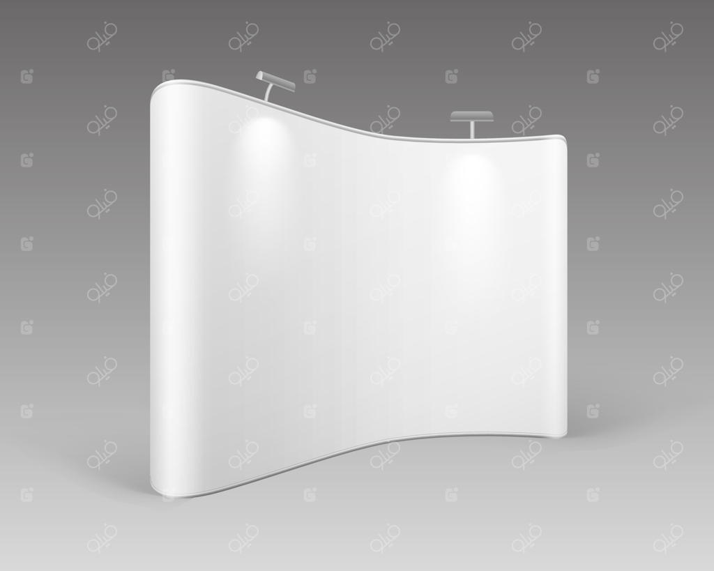 استندهای نمایشگاهی سفید با نور پس‌زمینه برای ارائه محصولات