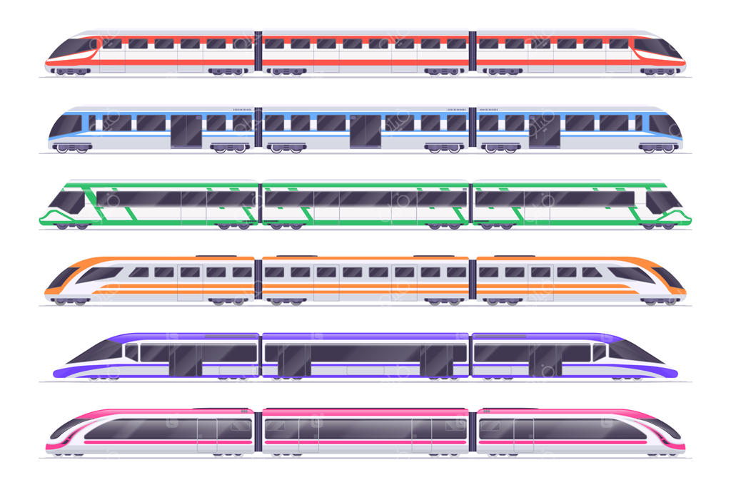 قطارهای مسافربری: مترو و راه‌آهن مدرن.