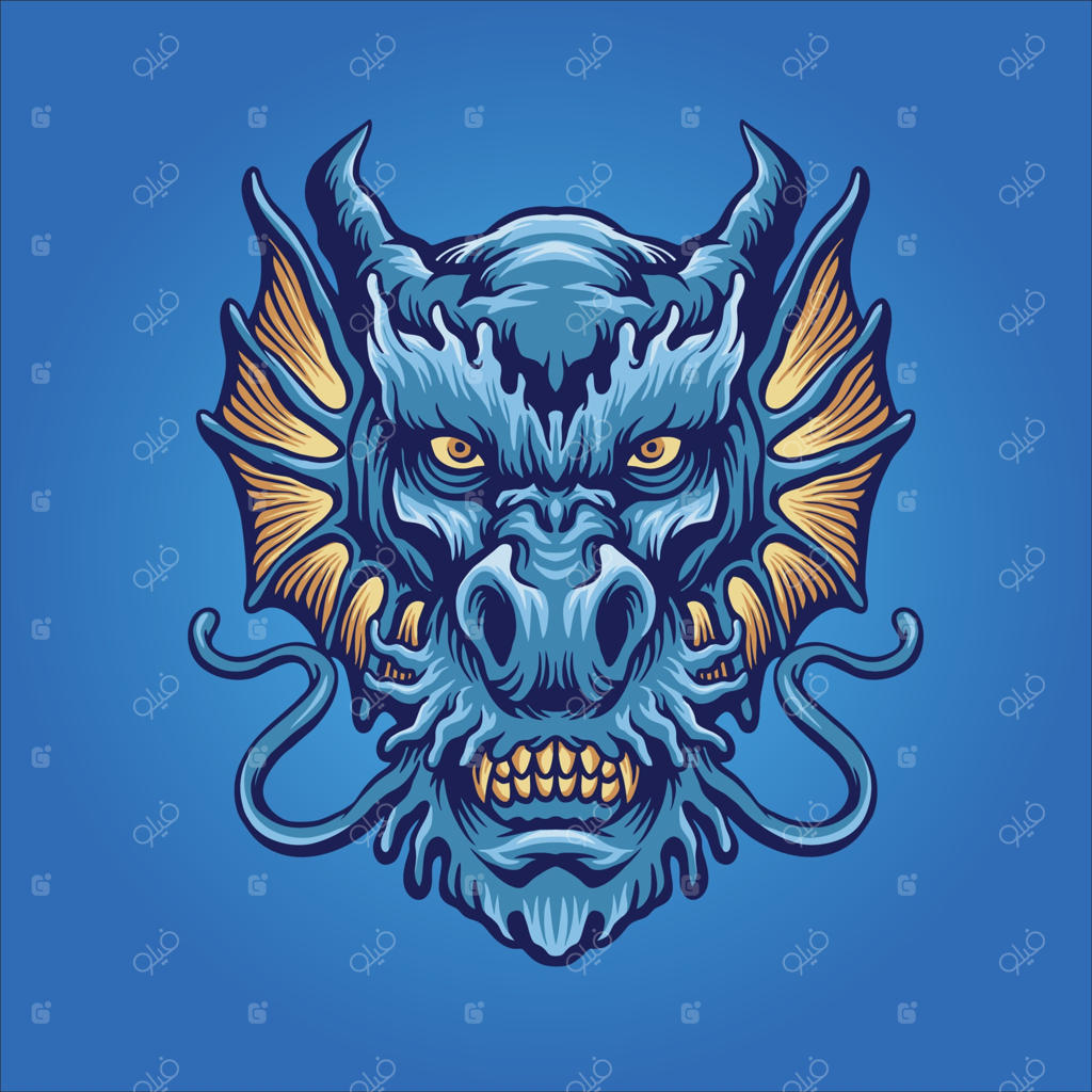 ماسکوت سر اژدهای آبی خشمگین