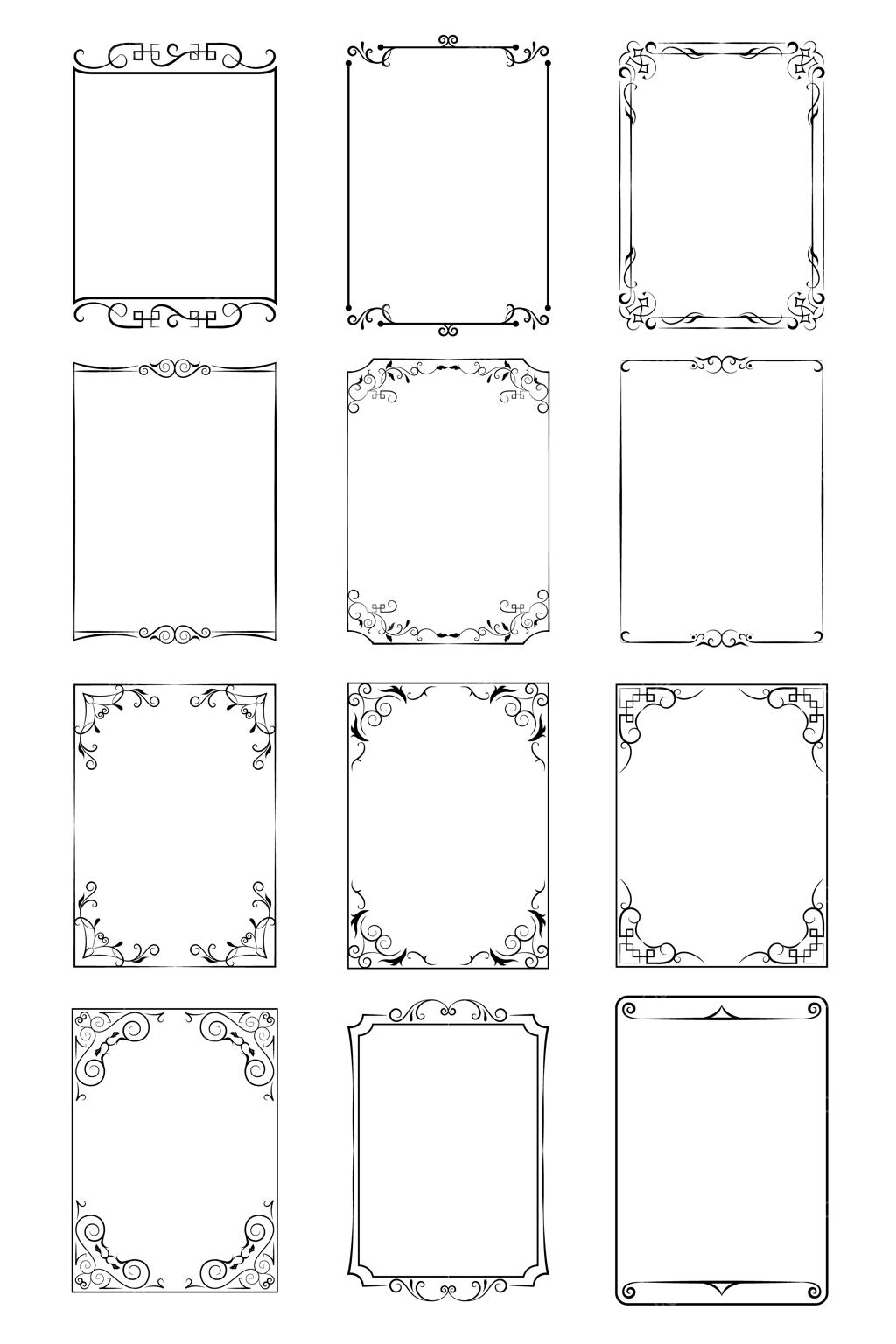 قاب‌های وکتور مشکی در پس‌زمینه سفید