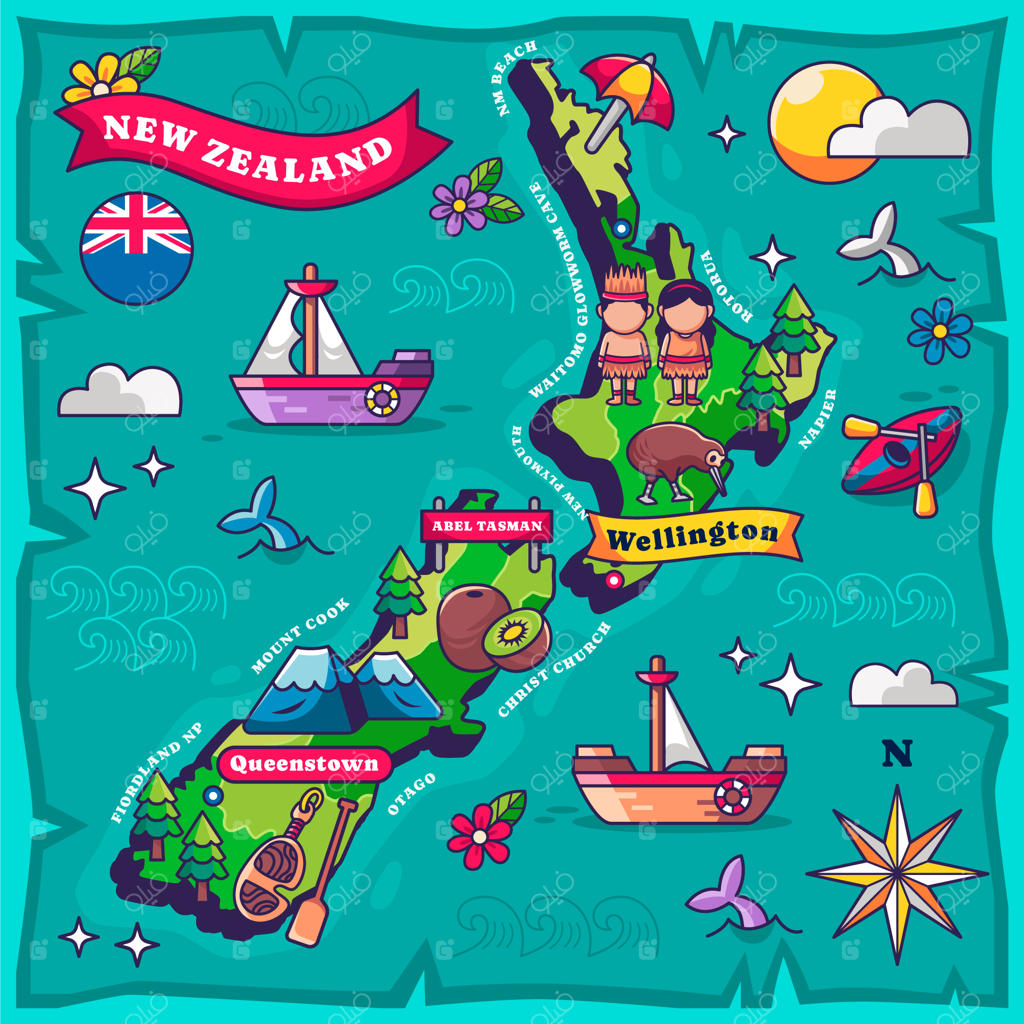 نقشه دست‌کشیده نیوزیلند