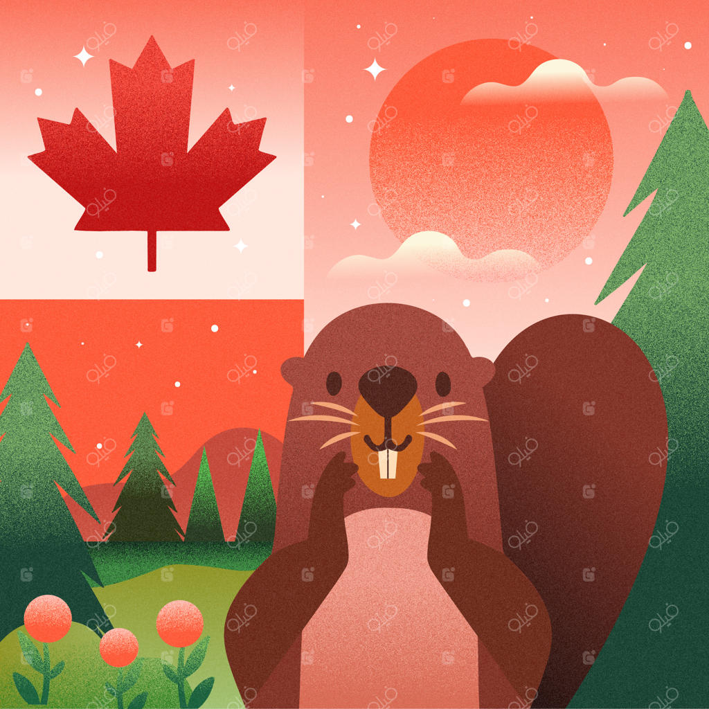 جشن روز کانادا با نماد بیدمجنون و برگ افرا