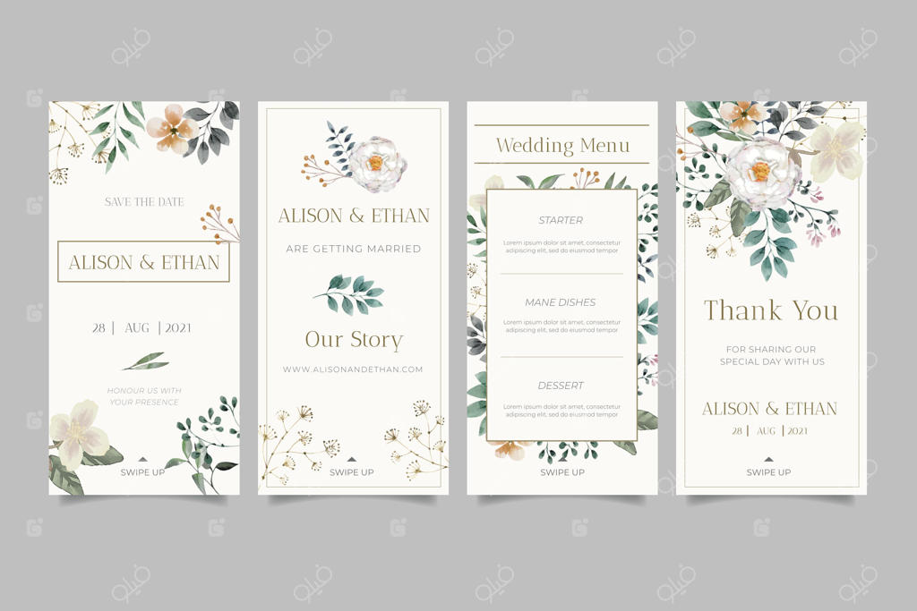 داستان‌های اینستاگرامی عروسی با طرح گل