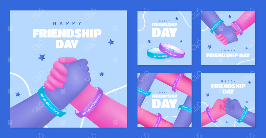 مجموعه پست‌های اینستاگرامی روز دوستی با طرح گرادیانت