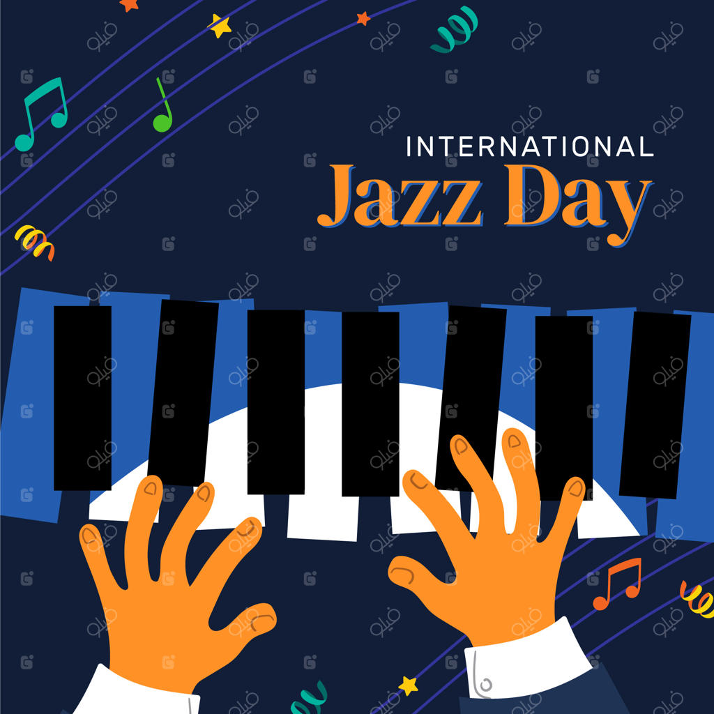 تصویرسازی مسطح برای روز جهانی جاز