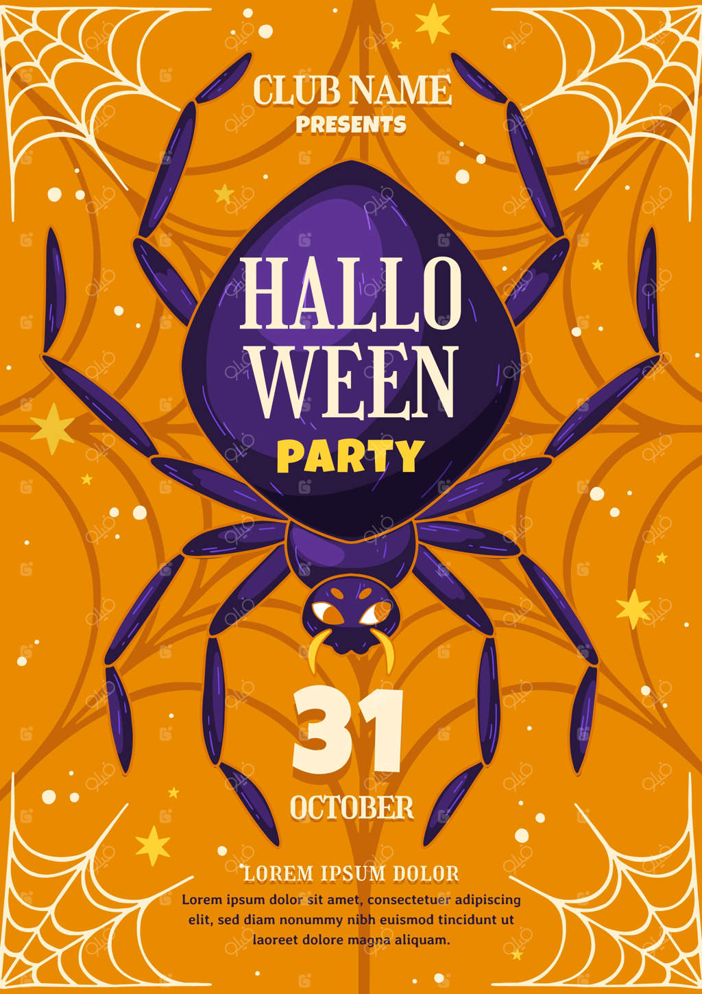 قالب پوستر عمودی مهمانی هالووین با طراحی دستی