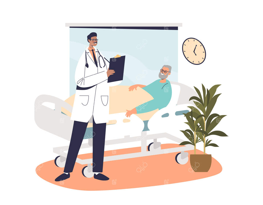 پزشکی که به ملاقات بیمار سالخورده در بخش مراقبت‌های ویژه می‌رود - درمان یک مرد سالخورده در بیمارستان