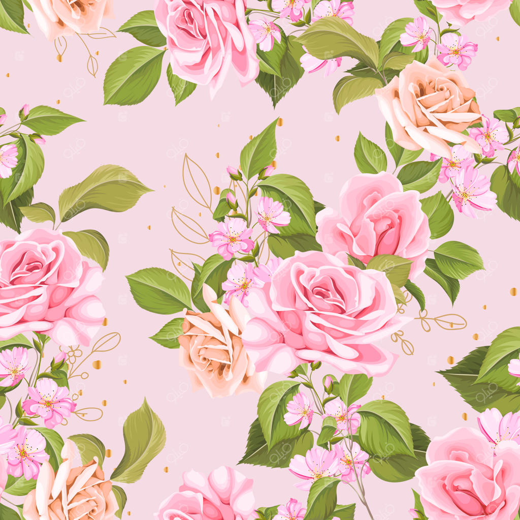 زمینه پترن یکپارچه گل‌های رز