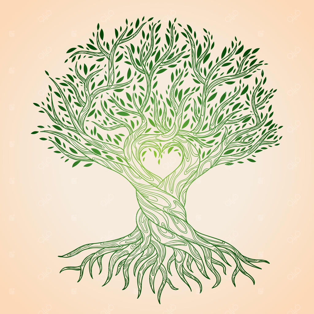 زندگی درخت با طراحی دستی