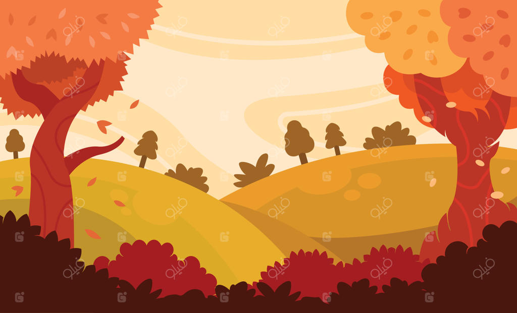 پس‌زمینه صاف با باغ و درختان برای جشن پاییزی