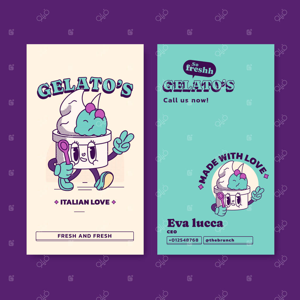 کارت ویزیت عمودی خلاقانه با طراحی دستی