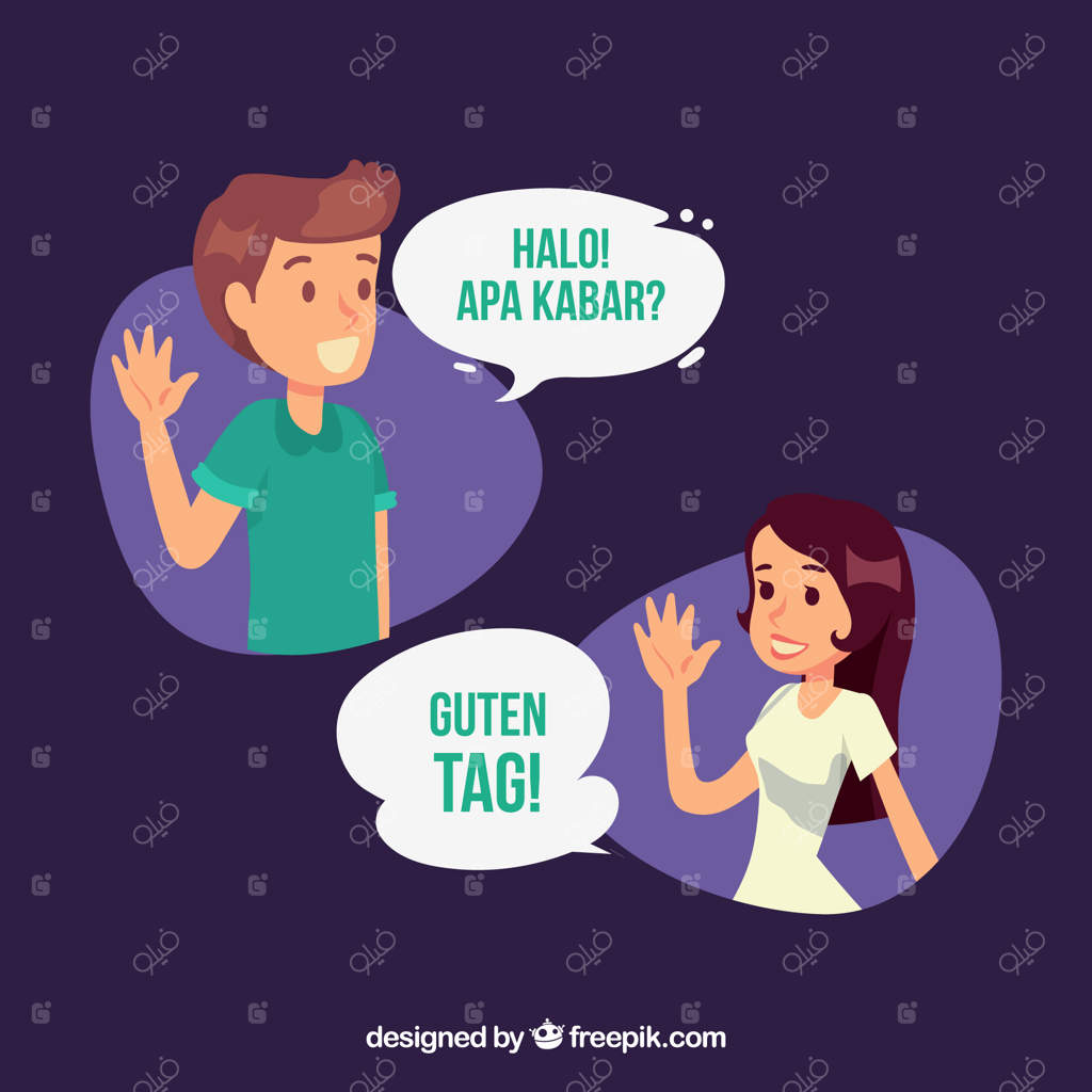 افراد با طراحی ساده در حال صحبت به زبان‌های مختلف