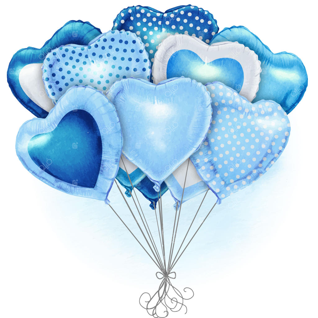 بالون های قلبی آبرنگی دست‌کشیده و واقع‌گرایانه