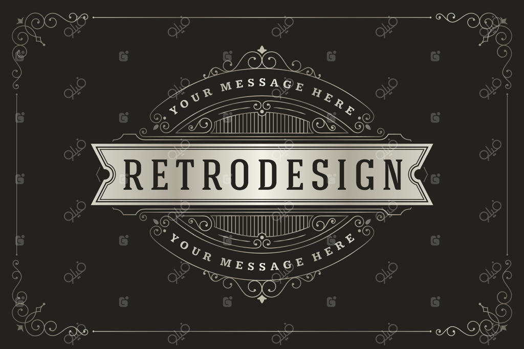 قالب نشان مونوگرام خطاطی با تزئینات شکوفه‌دار