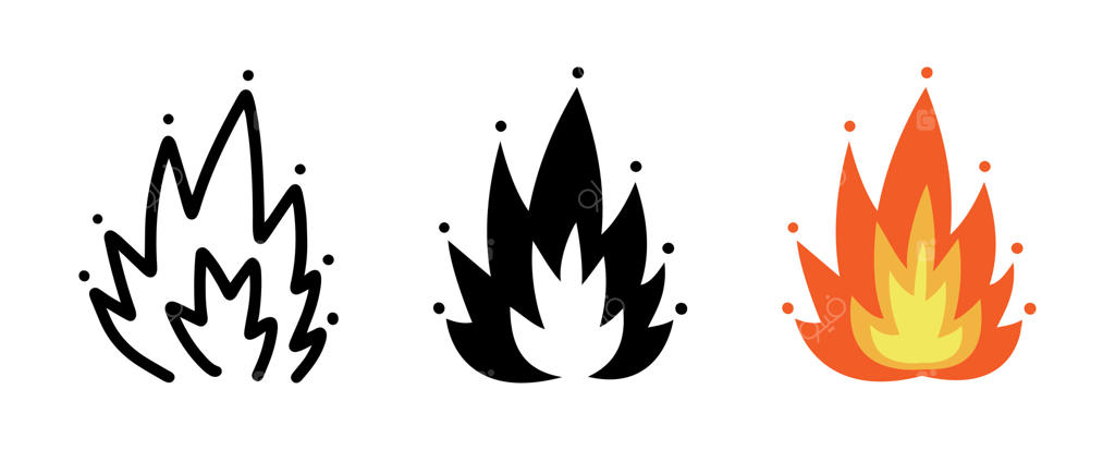 مجموعه طرح‌های کارتونی و دستی افکت آتش