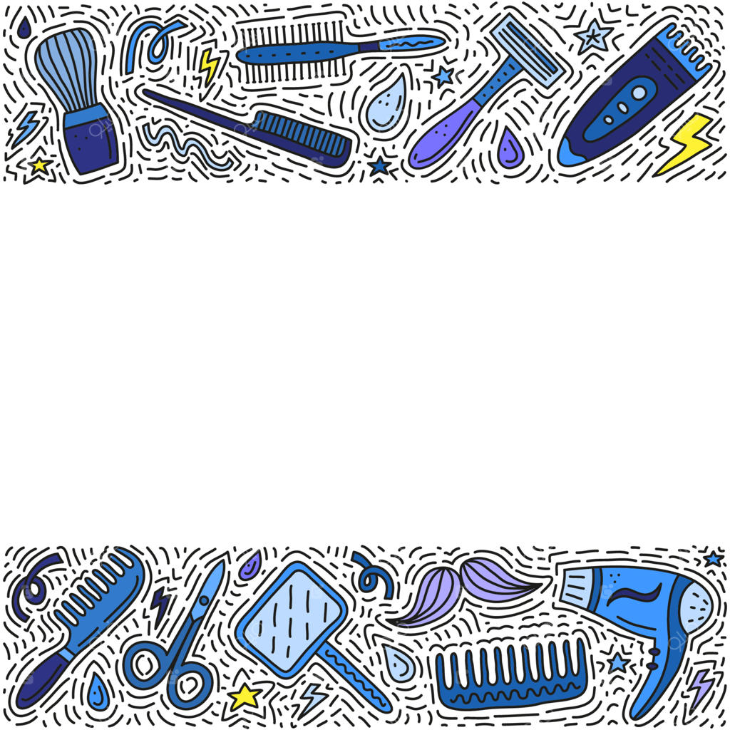 پوستر با طرح‌های دوودل آرایشگاه.