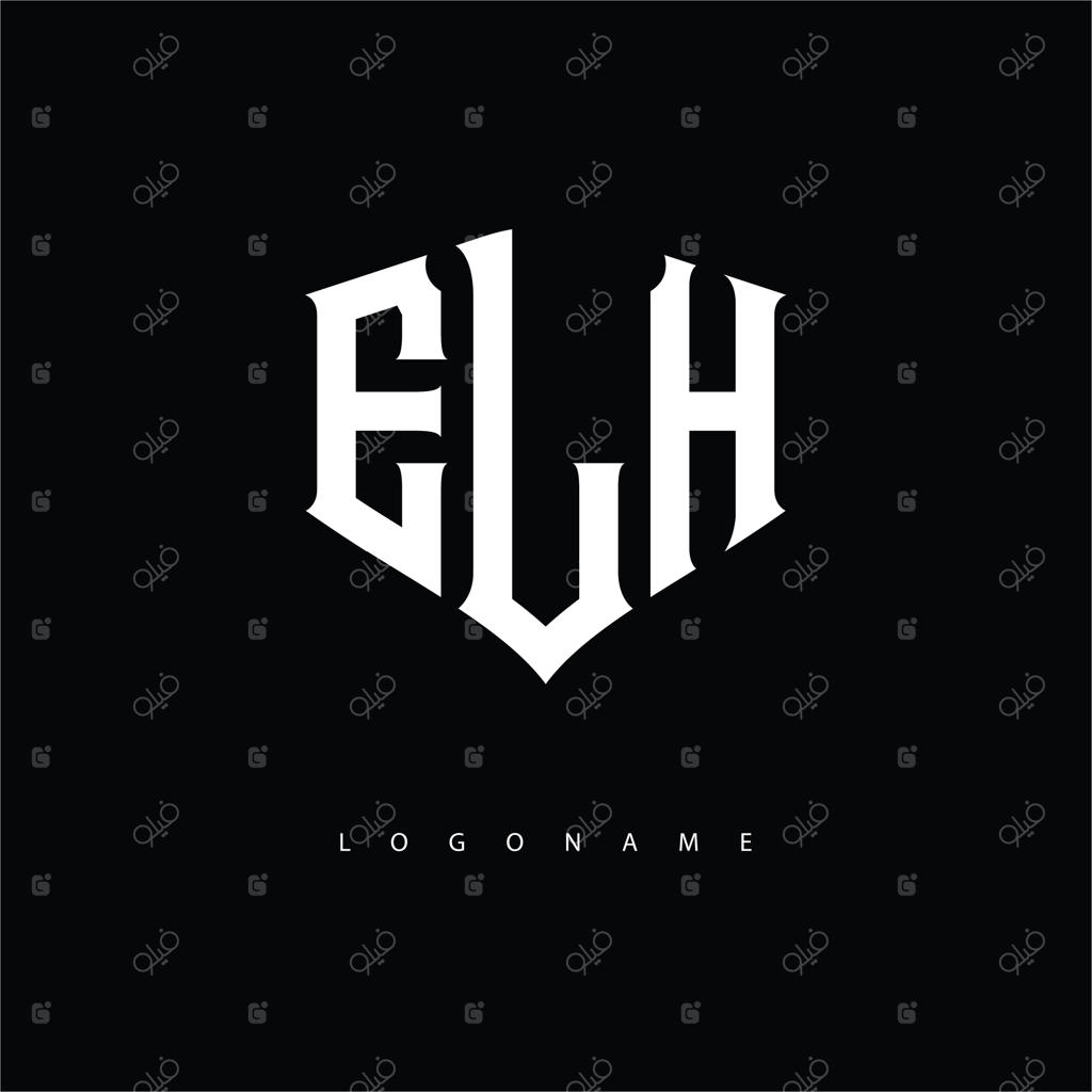 لوگوی مونوگرام و نشان سپر گوتیک ELH با طرح بولد برای طراحی هویت برندینگ لوکس
