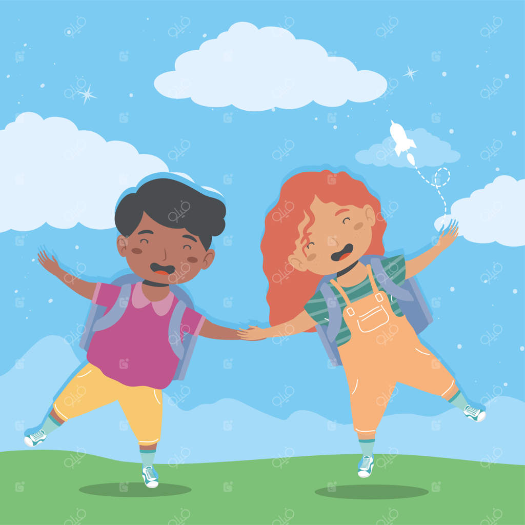 زوج دانش‌آموز کوچک خوشحال