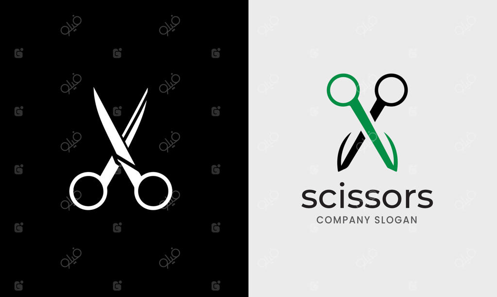 آیکون قیچی، نماد لوگوی ابزار کسب و کار آرایشگری و خیاطی، عکس قیچی